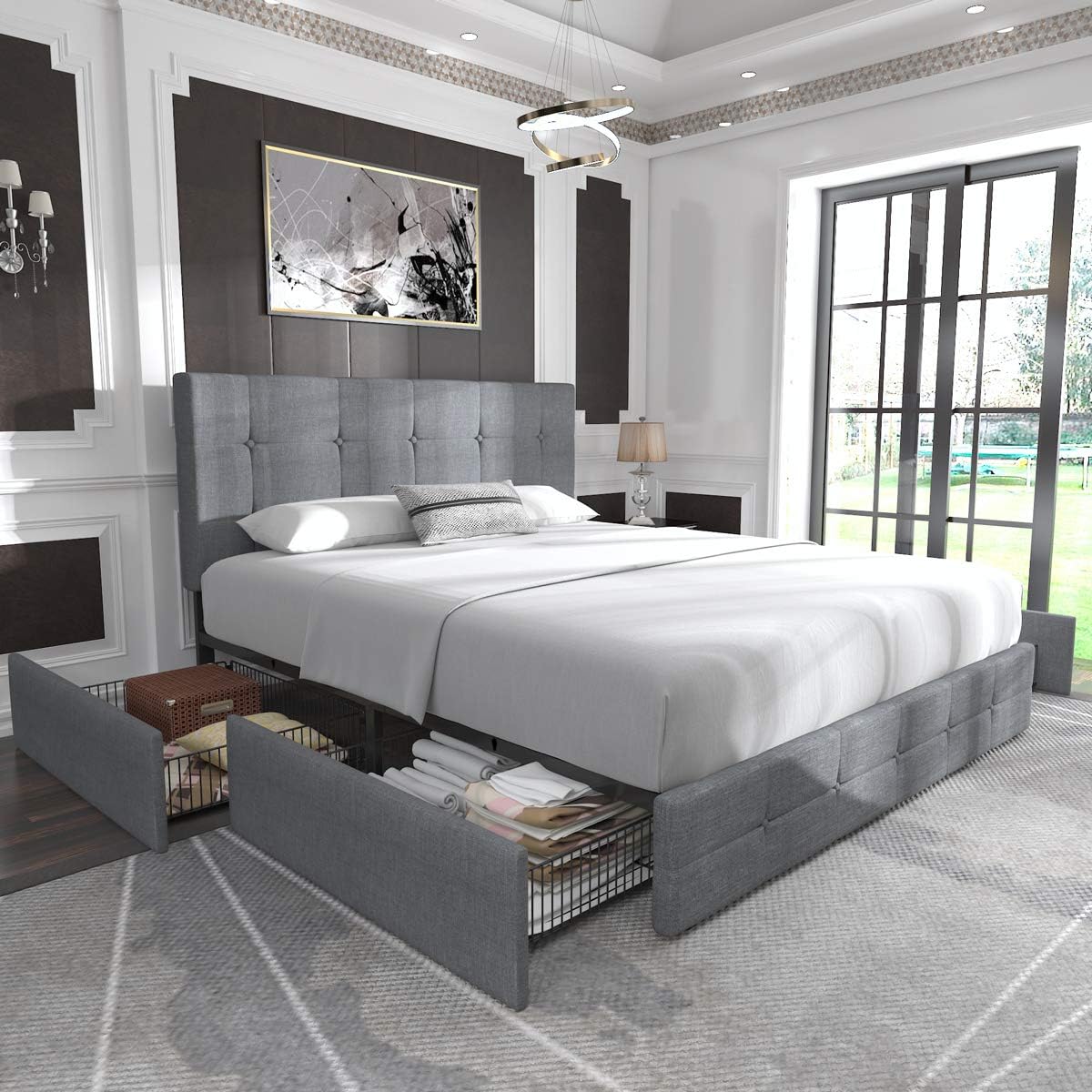 Allewie Upholstered Full Size Platform Bed Frame